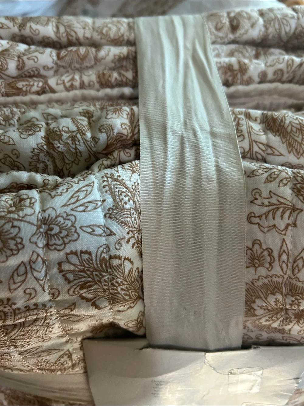 Threshold F/Q Floral Printed Cotton Tonal Floral Voile Quilt in Cream and Tan